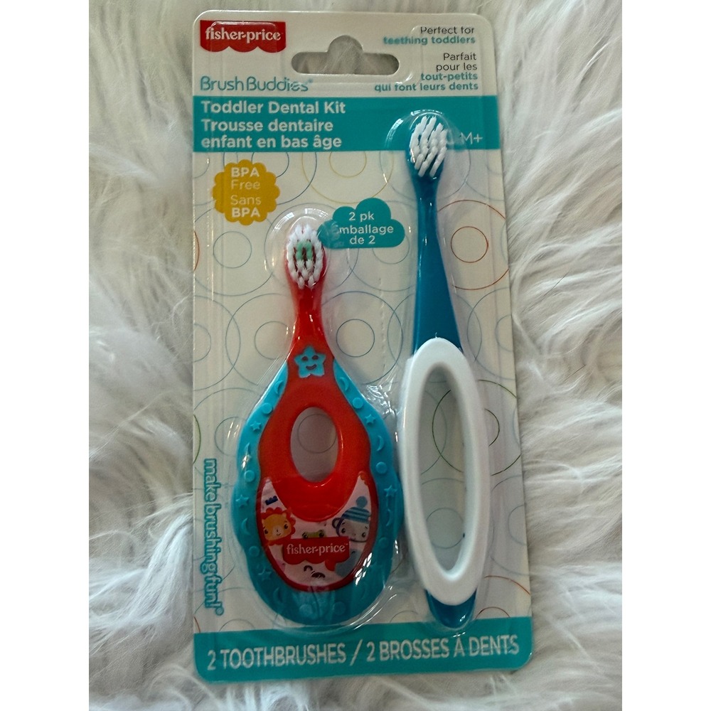 Fisher-Price Brush Buddies Toddler Dental Kit 2pk Toothbrush Teether BPA Free 0M